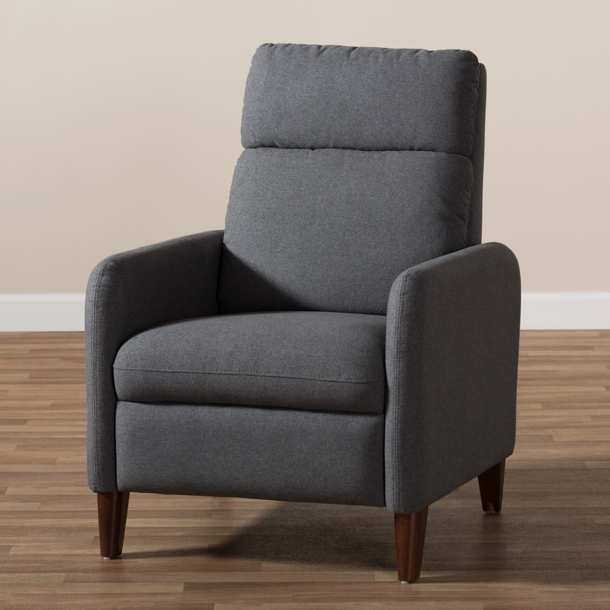 Baxton Studio Casanova Mid-century Modern Grey Fabric Upholstered Lounge Chair Baxton Studio-chairs-Minimal And Modern - 2