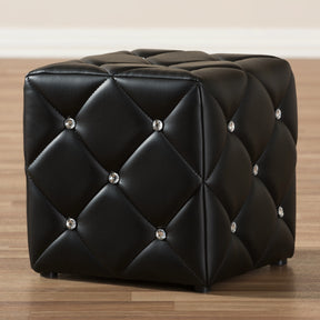 Baxton Studio Stacey Modern and Contemporary Black Faux Leather Upholstered Ottoman Baxton Studio-ottomans-Minimal And Modern - 4