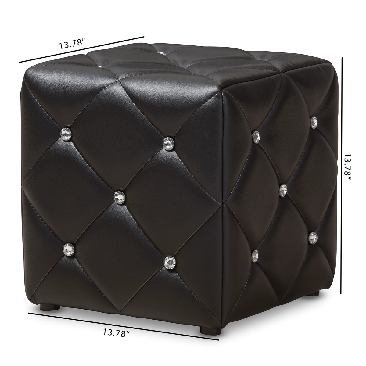 Baxton Studio Stacey Modern and Contemporary Black Faux Leather Upholstered Ottoman Baxton Studio-ottomans-Minimal And Modern - 5