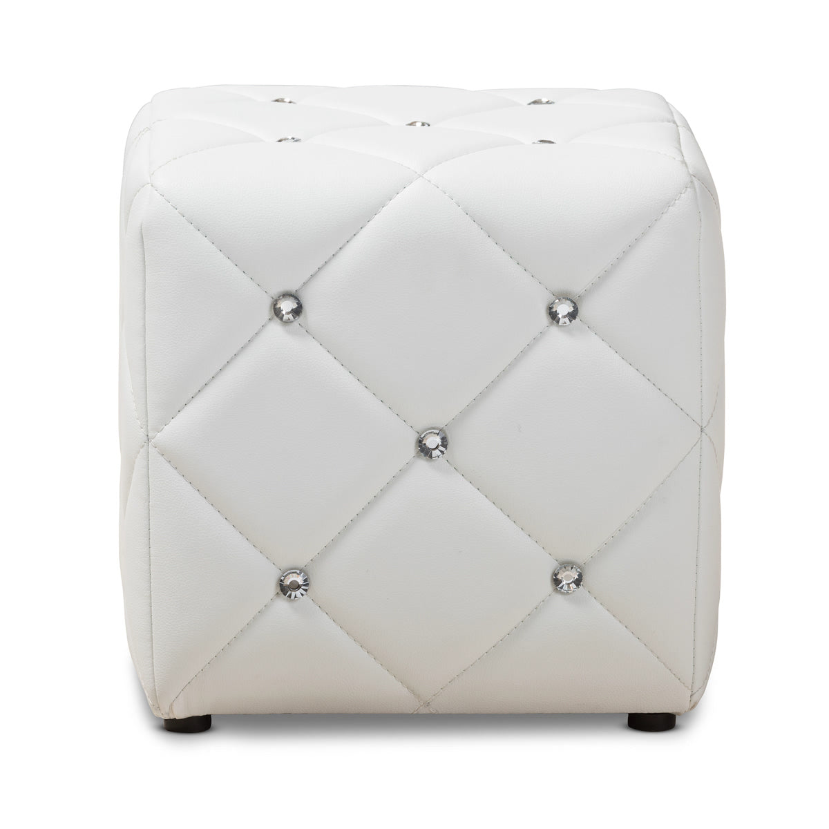 Baxton Studio Stacey Modern and Contemporary White Faux Leather Upholstered Ottoman Baxton Studio-ottomans-Minimal And Modern - 2