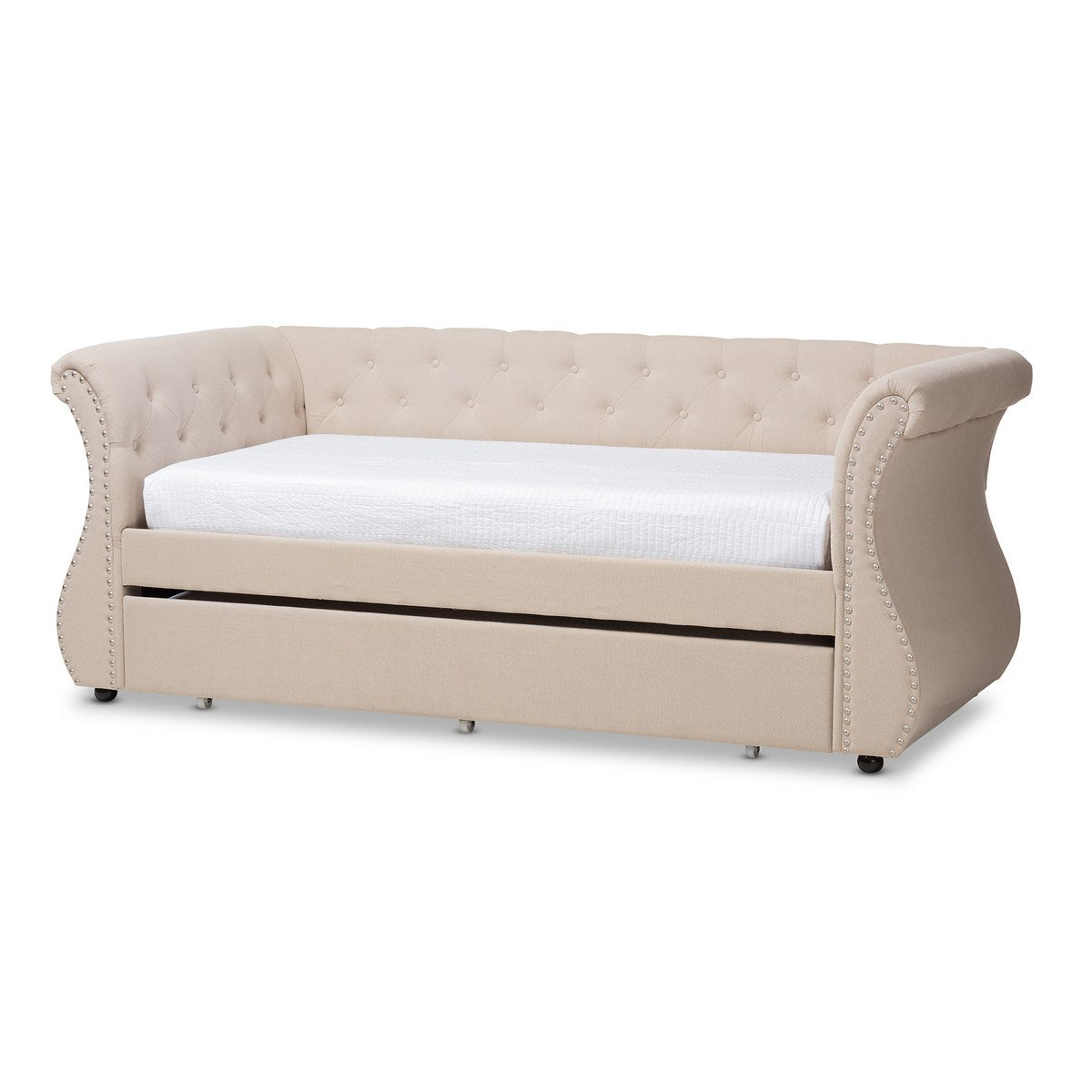 Baxton Studio Cherine Classic and Contemporary Beige Fabric Upholstered Daybed with Trundle Baxton Studio-daybed-Minimal And Modern - 1