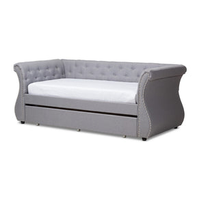 Baxton Studio Cherine Classic and Contemporary Grey Fabric Upholstered Daybed with Trundle Baxton Studio-daybed-Minimal And Modern - 1
