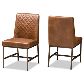 Baxton Studio Margaux Modern Luxe Light Brown Faux Leather Upholstered Dining Chair (Set of 2) Baxton Studio-dining chair-Minimal And Modern - 1