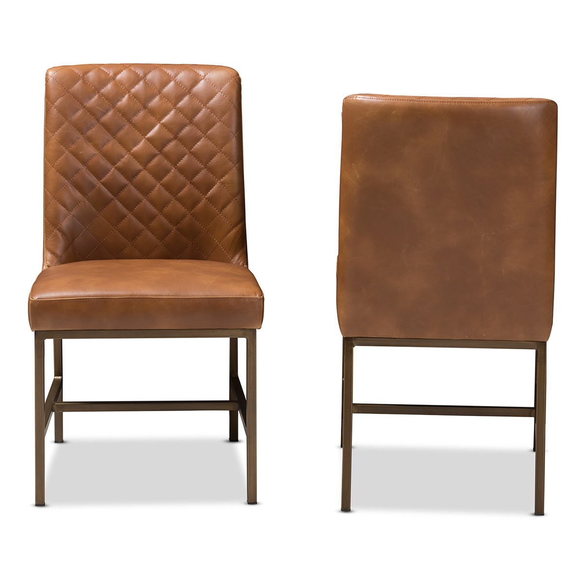 Baxton Studio Margaux Modern Luxe Light Brown Faux Leather Upholstered Dining Chair (Set of 2) Baxton Studio-dining chair-Minimal And Modern - 2