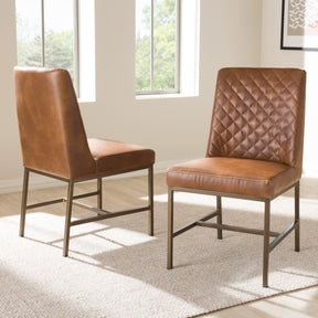 Baxton Studio Margaux Modern Luxe Light Brown Faux Leather Upholstered Dining Chair (Set of 2) Baxton Studio-dining chair-Minimal And Modern - 6