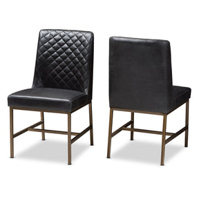 Baxton Studio Margaux Modern Luxe Black Faux Leather Upholstered Dining Chair (Set of 2) Baxton Studio-dining chair-Minimal And Modern - 1
