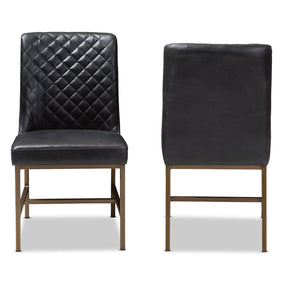 Baxton Studio Margaux Modern Luxe Black Faux Leather Upholstered Dining Chair (Set of 2) Baxton Studio-dining chair-Minimal And Modern - 2