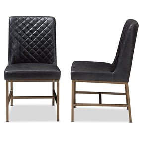 Baxton Studio Margaux Modern Luxe Black Faux Leather Upholstered Dining Chair (Set of 2) Baxton Studio-dining chair-Minimal And Modern - 3