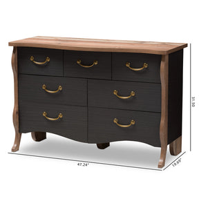 Baxton Studio Romilly Country Cottage Farmhouse Black and Oak-Finished Wood 7-Drawer Dresser Baxton Studio-Dresser-Minimal And Modern - 2