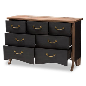Baxton Studio Romilly Country Cottage Farmhouse Black and Oak-Finished Wood 7-Drawer Dresser Baxton Studio-Dresser-Minimal And Modern - 3