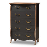 Baxton Studio Romilly Country Cottage Farmhouse Black and Oak-Finished Wood 5-Drawer Chest Baxton Studio-Dresser-Minimal And Modern - 1