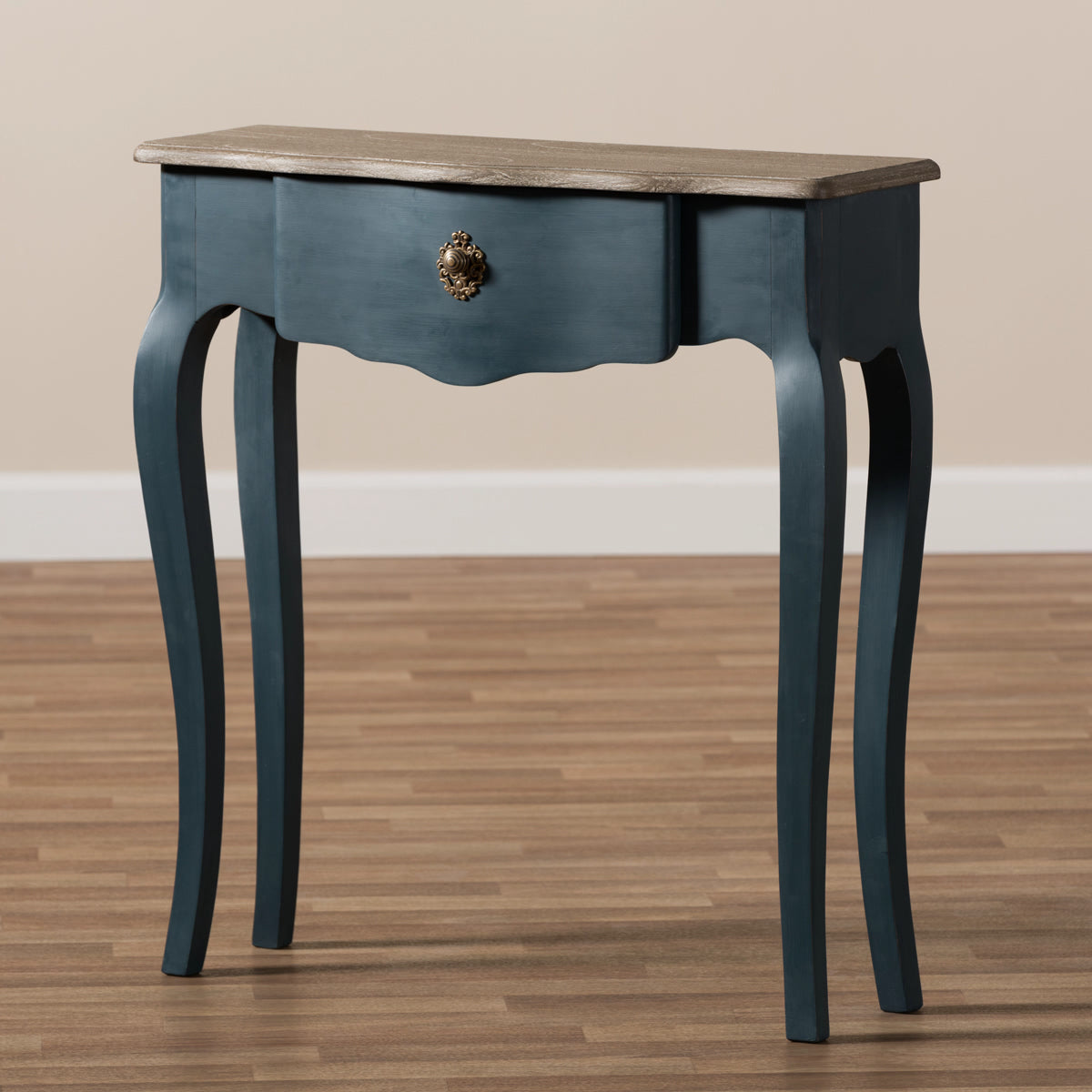 Baxton Studio Mazarine Classic and Provincial Blue Spruce Finished Console Table Baxton Studio-tv Stands-Minimal And Modern - 2