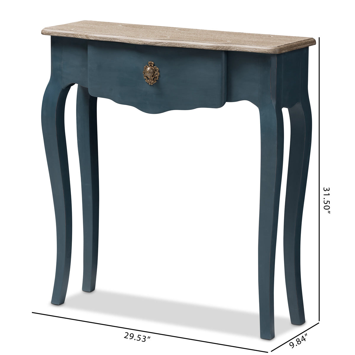 Baxton Studio Mazarine Classic and Provincial Blue Spruce Finished Console Table Baxton Studio-tv Stands-Minimal And Modern - 3