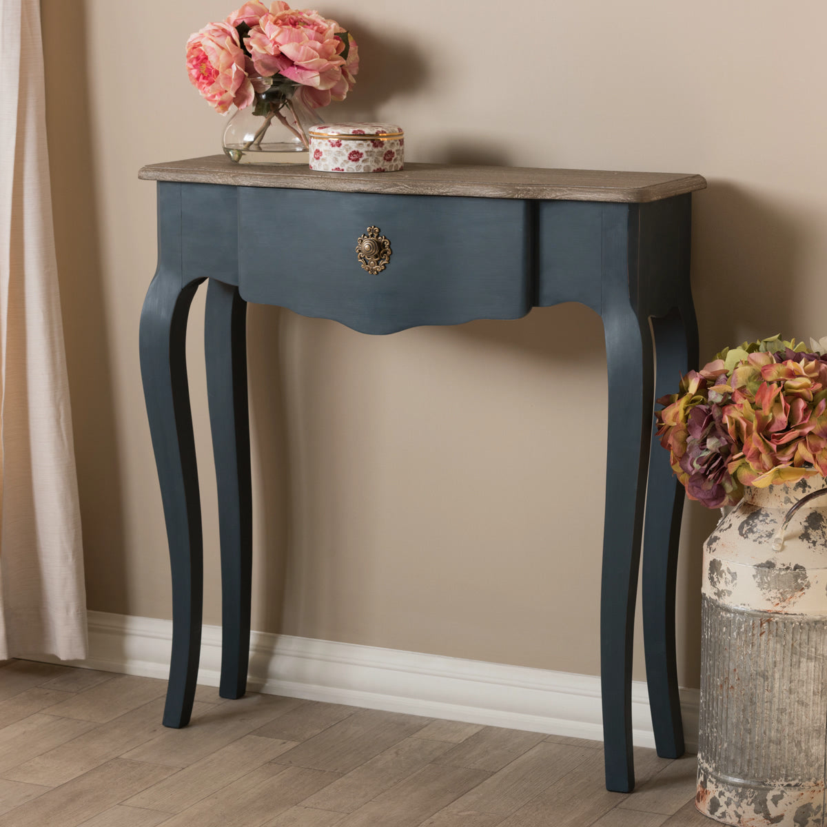 Baxton Studio Mazarine Classic and Provincial Blue Spruce Finished Console Table Baxton Studio-tv Stands-Minimal And Modern - 11