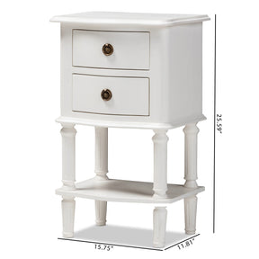 Baxton Studio Audrey Country Cottage Farmhouse White Finished 2-Drawer Nightstand Baxton Studio-nightstands-Minimal And Modern - 2