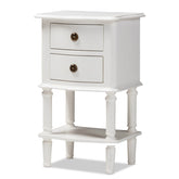 Baxton Studio Audrey Country Cottage Farmhouse White Finished 2-Drawer Nightstand Baxton Studio-nightstands-Minimal And Modern - 1