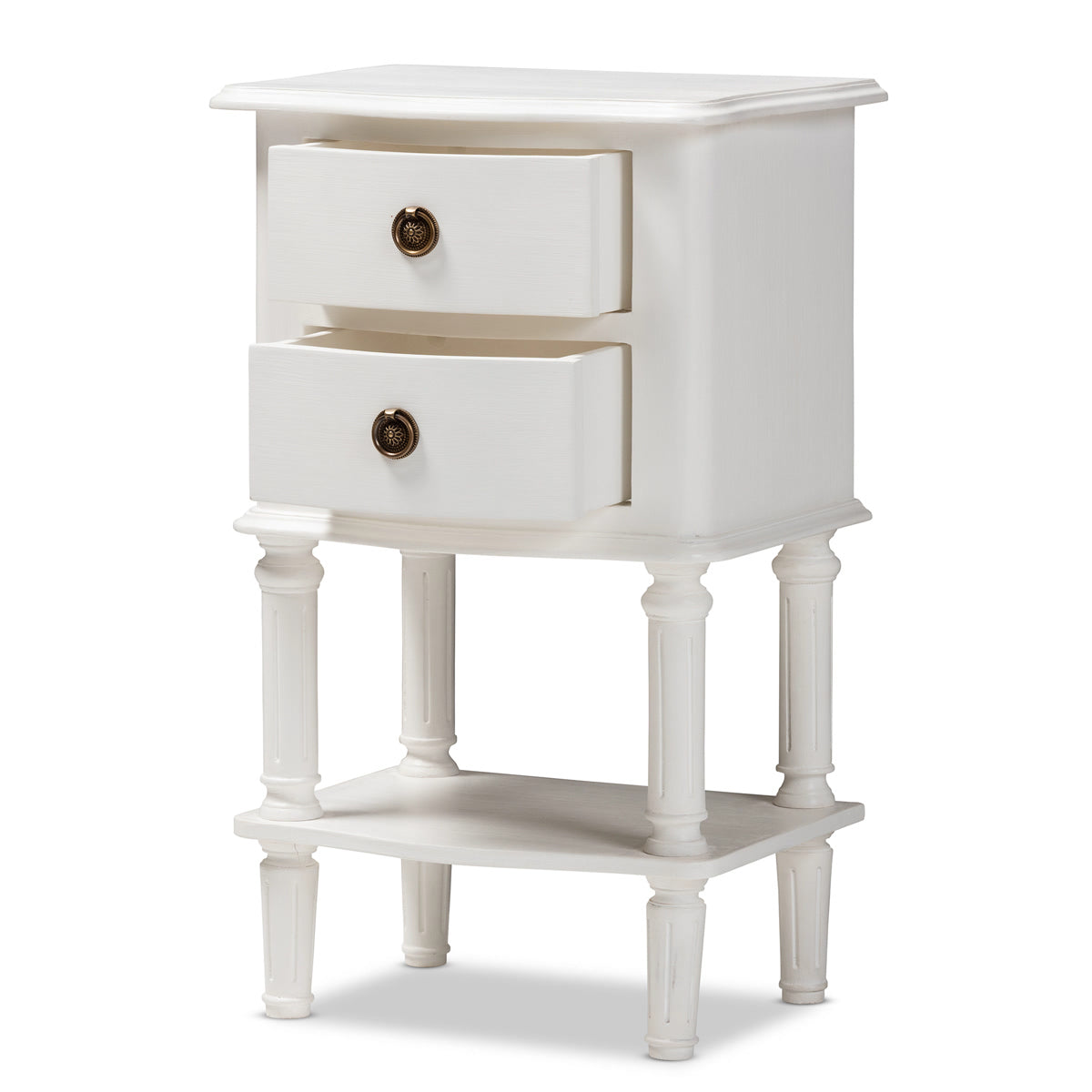 Baxton Studio Audrey Country Cottage Farmhouse White Finished 2-Drawer Nightstand Baxton Studio-nightstands-Minimal And Modern - 3