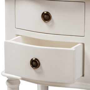 Baxton Studio Audrey Country Cottage Farmhouse White Finished 2-Drawer Nightstand Baxton Studio-nightstands-Minimal And Modern - 7