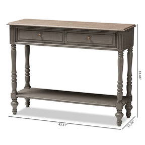 Baxton Studio Noemie Country Cottage Farmhouse Brown Finished 2-Drawer Console Table Baxton Studio-tv Stands-Minimal And Modern - 2