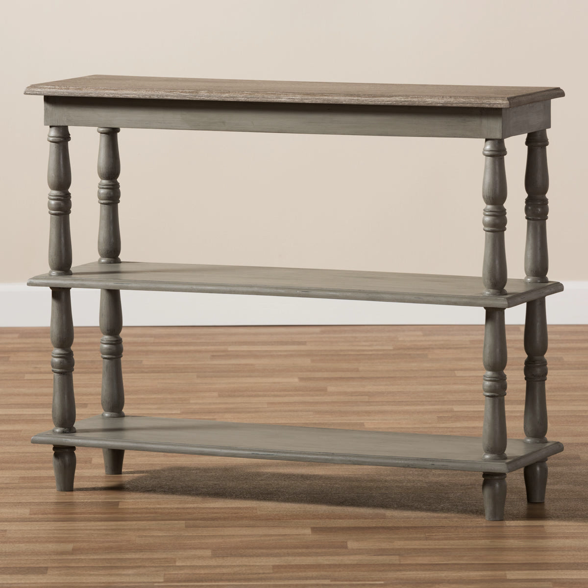 Baxton Studio Nellie Country Cottage Farmhouse Weathered Brown Finished Wood Console Table Baxton Studio-tv Stands-Minimal And Modern - 8