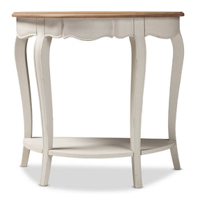 Baxton Studio Cordelia Country Cottage Farmhouse White and Natural Brown Finished Console Table