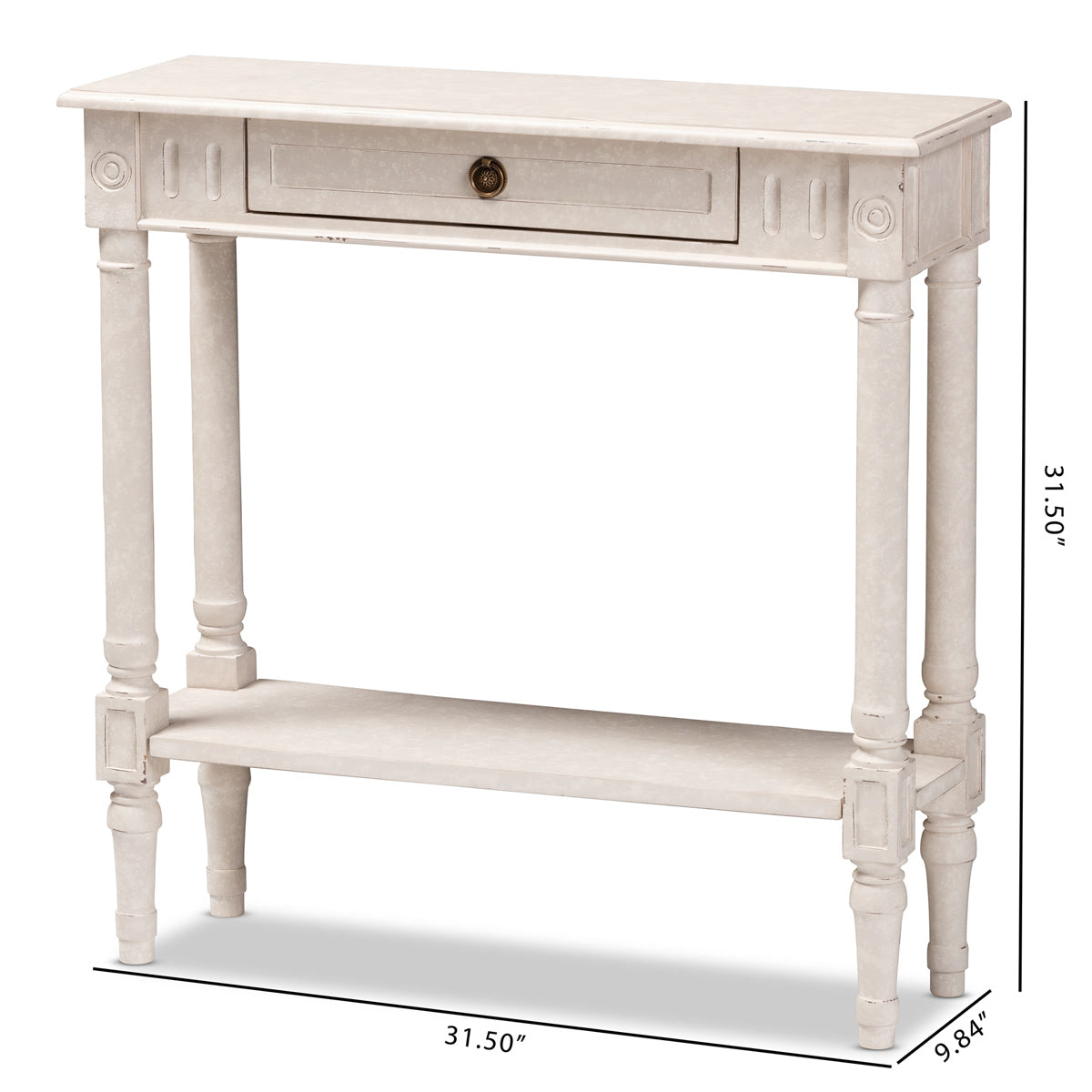 Baxton Studio Ariella Country Cottage Farmhouse Whitewashed 1-Drawer Console Table Baxton Studio-tv Stands-Minimal And Modern - 4