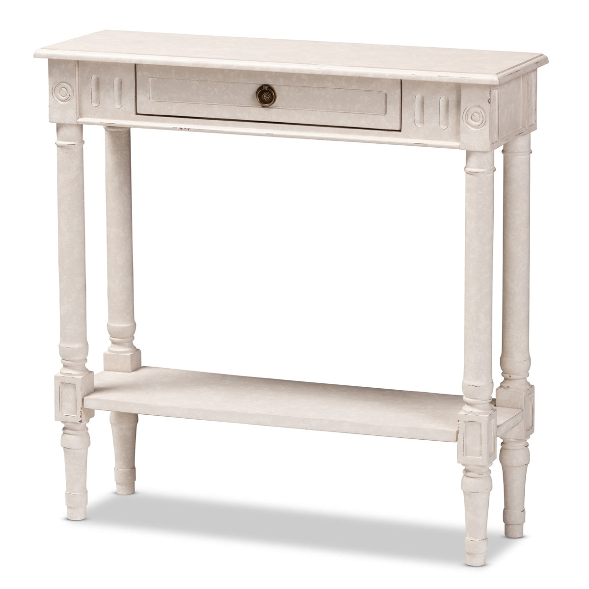 Baxton Studio Ariella Country Cottage Farmhouse Whitewashed 1-Drawer Console Table Baxton Studio-tv Stands-Minimal And Modern - 1