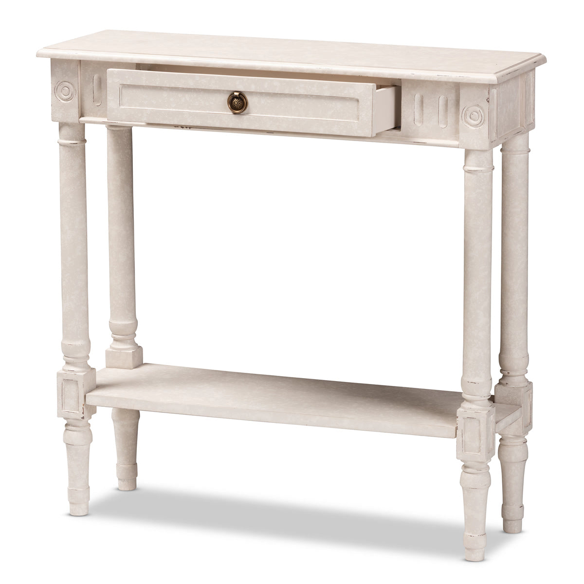 Baxton Studio Ariella Country Cottage Farmhouse Whitewashed 1-Drawer Console Table Baxton Studio-tv Stands-Minimal And Modern - 5
