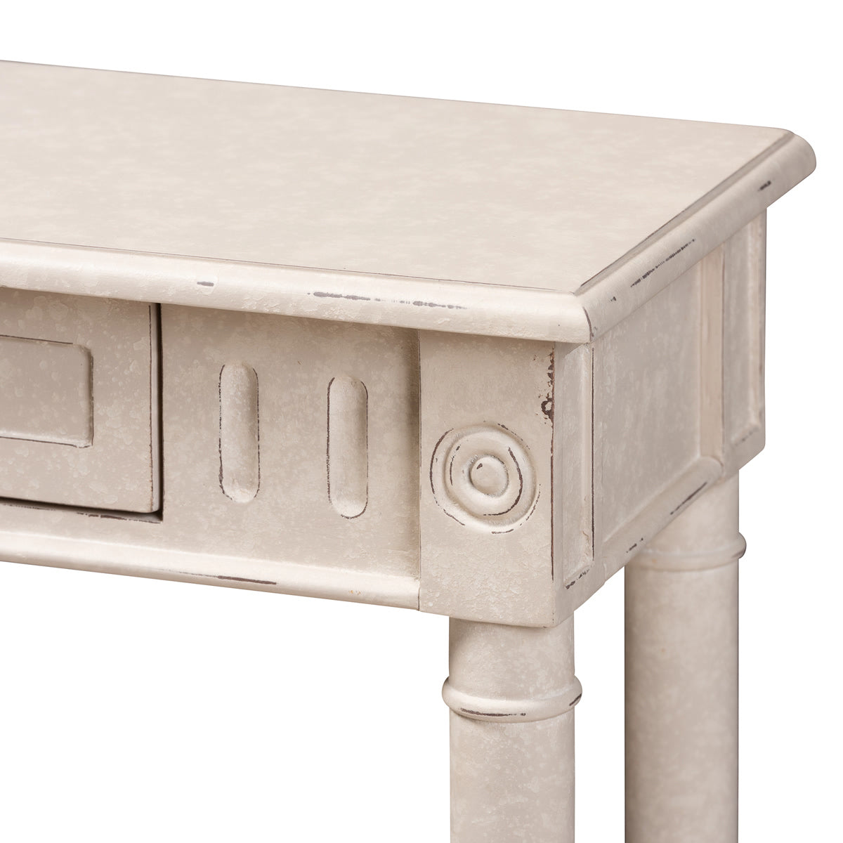 Baxton Studio Ariella Country Cottage Farmhouse Whitewashed 1-Drawer Console Table Baxton Studio-tv Stands-Minimal And Modern - 11