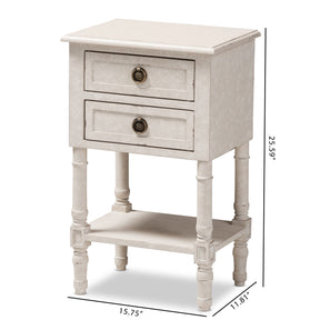Baxton Studio Lenore Country Cottage Farmhouse Whitewashed 2-Drawer Nightstand Baxton Studio-nightstands-Minimal And Modern - 2