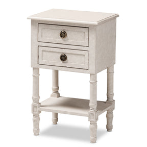 Baxton Studio Lenore Country Cottage Farmhouse Whitewashed 2-Drawer Nightstand Baxton Studio-nightstands-Minimal And Modern - 1