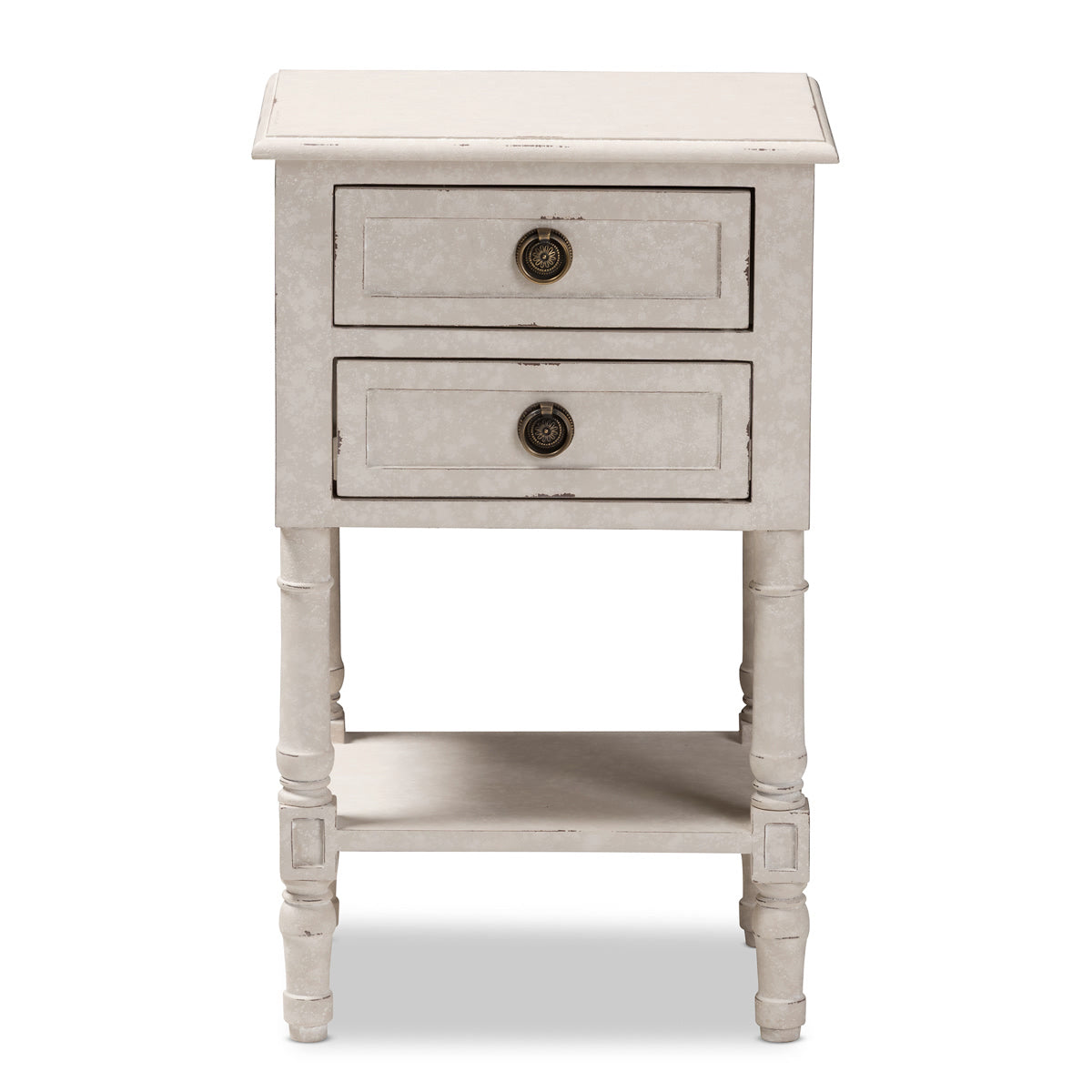 Baxton Studio Lenore Country Cottage Farmhouse Whitewashed 2-Drawer Nightstand Baxton Studio-nightstands-Minimal And Modern - 3