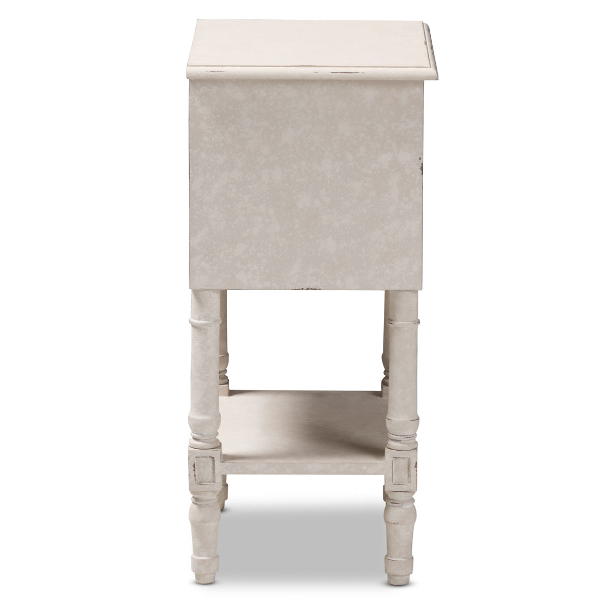 Baxton Studio Lenore Country Cottage Farmhouse Whitewashed 2-Drawer Nightstand Baxton Studio-nightstands-Minimal And Modern - 4
