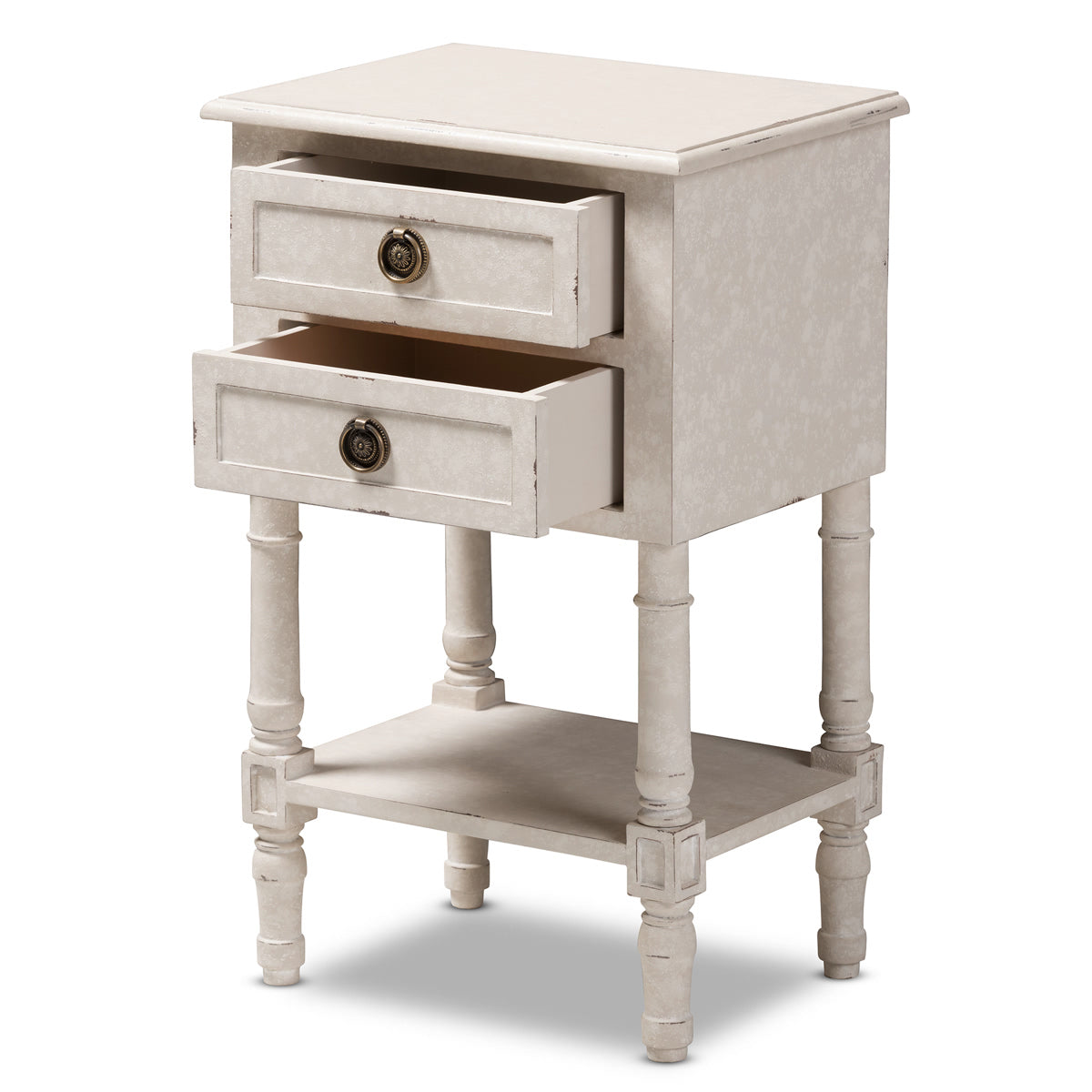 Baxton Studio Lenore Country Cottage Farmhouse Whitewashed 2-Drawer Nightstand Baxton Studio-nightstands-Minimal And Modern - 5