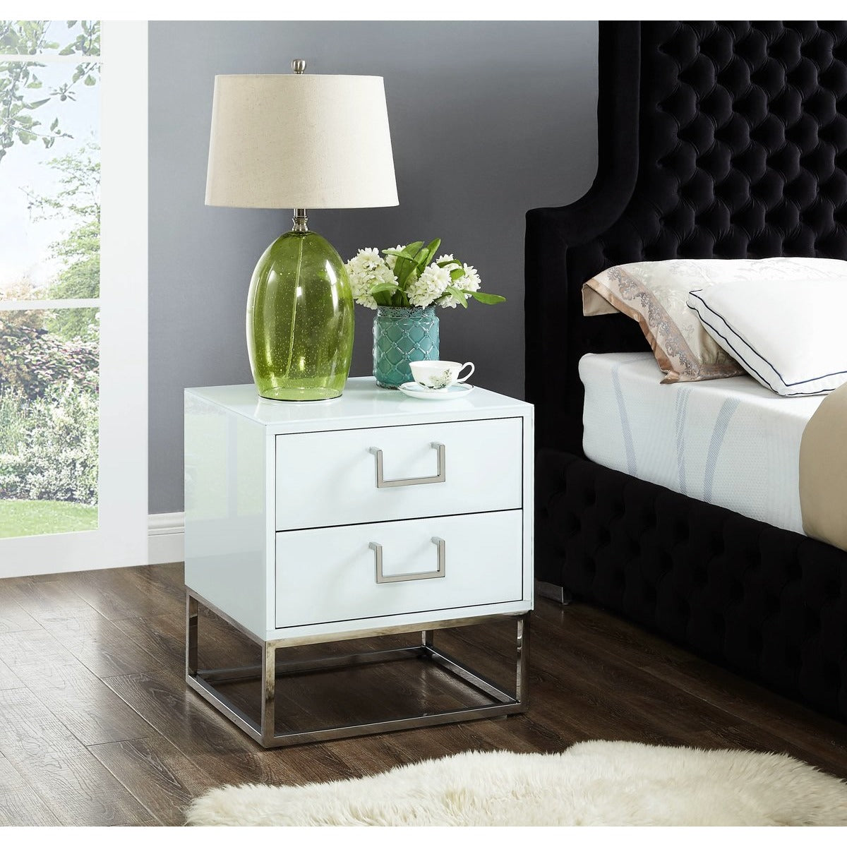 Meridian Furniture Nova White Side Table-Minimal & Modern