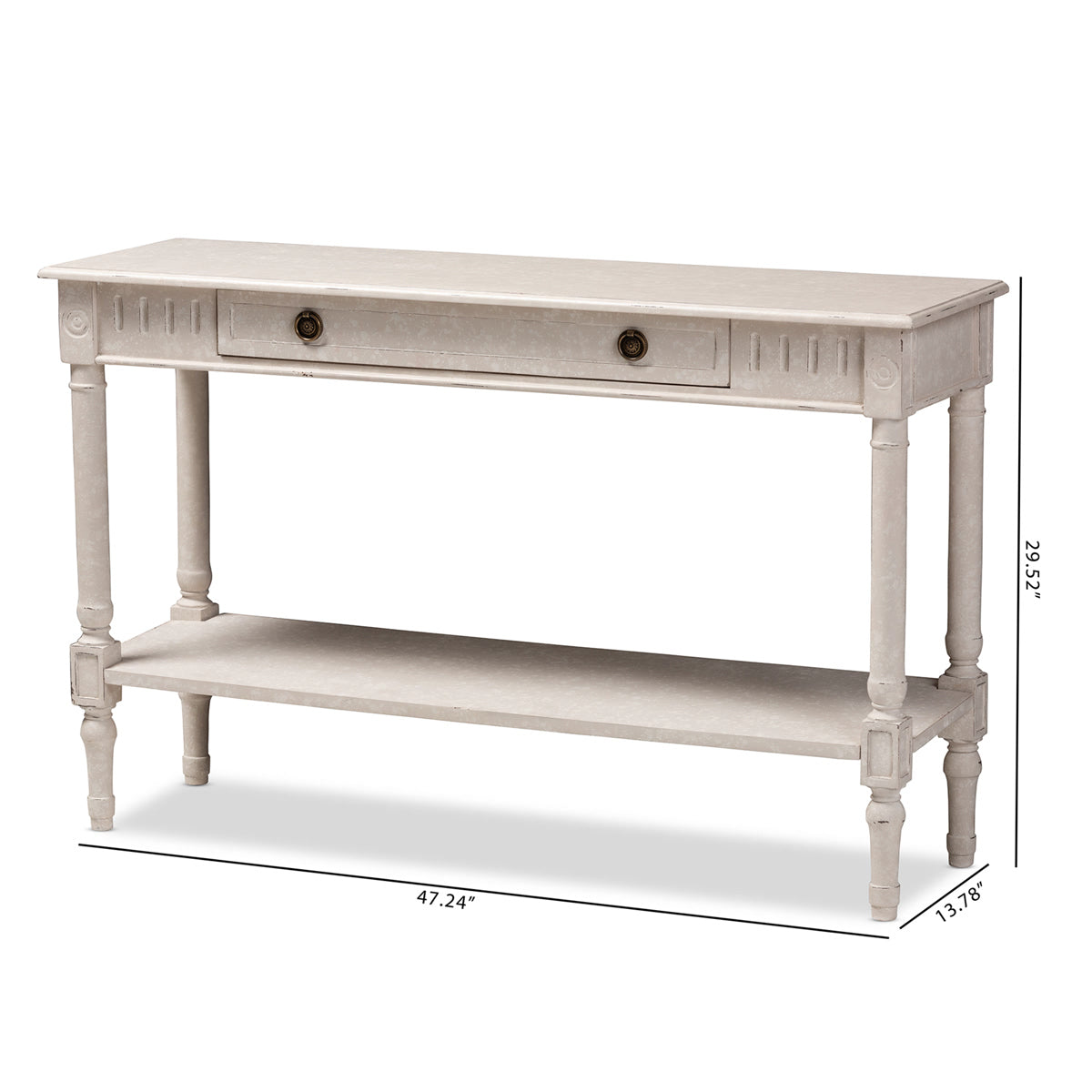 Baxton Studio Ariella Country Cottage Farmhouse Whitewashed 1-Drawer Console Table Baxton Studio-tv Stands-Minimal And Modern - 3