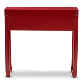Baxton Studio Pomme Classic and Antique Red Finished Wood Bronze Finished Accents 6-Drawer Console Table Baxton Studio-tv Stands-Minimal And Modern - 7