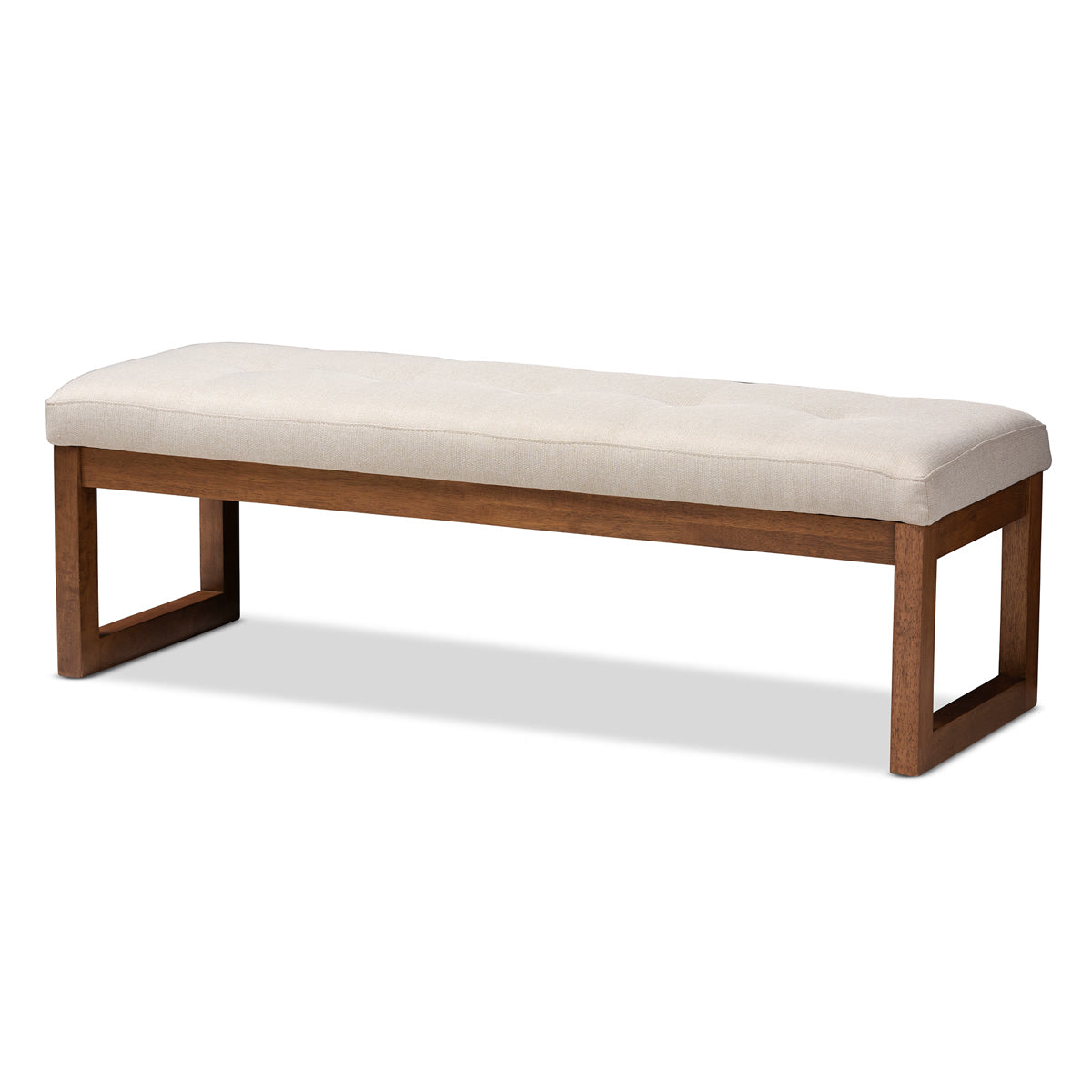 Baxton Studio Caramay Modern and Contemporary Light Beige Fabric Upholstered Walnut Brown Finished Wood Bench Baxton Studio-benches-Minimal And Modern - 1