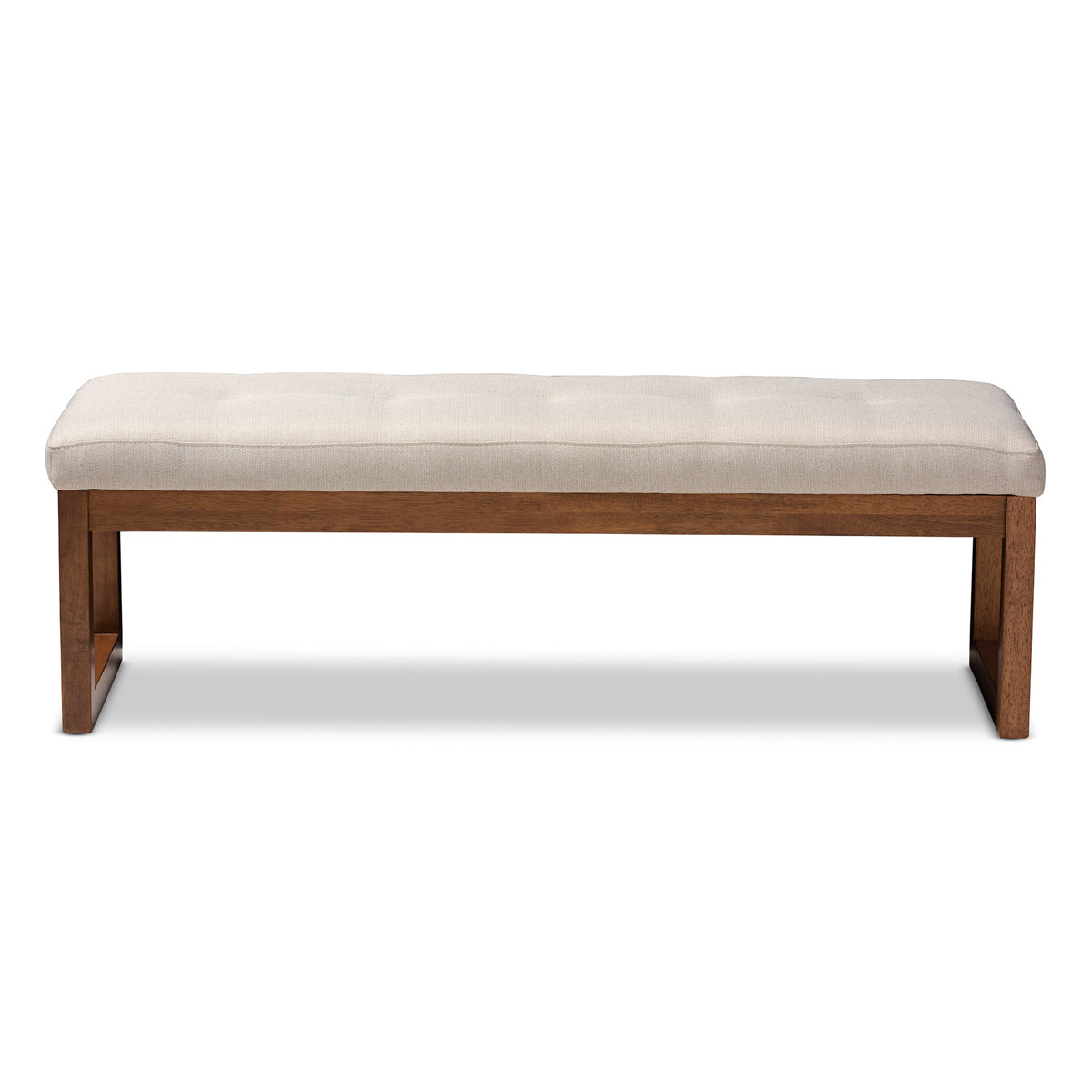 Baxton Studio Caramay Modern and Contemporary Light Beige Fabric Upholstered Walnut Brown Finished Wood Bench Baxton Studio-benches-Minimal And Modern - 2