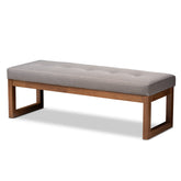 Baxton Studio Caramay Modern and Contemporary Grey Fabric Upholstered Walnut Brown Finished Wood Bench Baxton Studio-benches-Minimal And Modern - 1