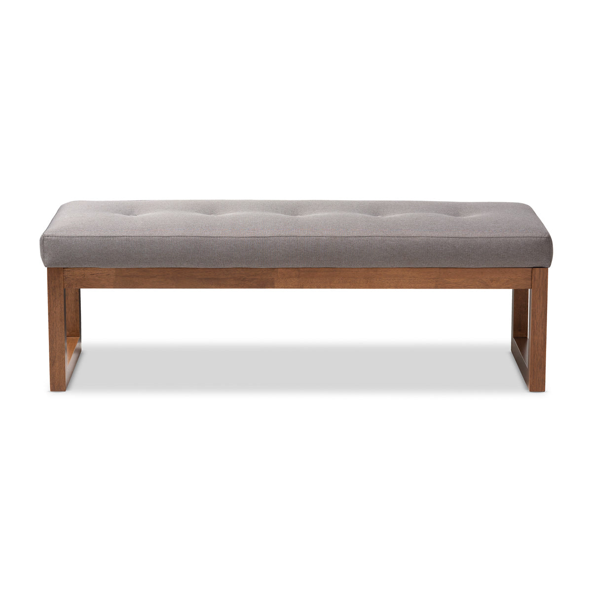 Baxton Studio Caramay Modern and Contemporary Grey Fabric Upholstered Walnut Brown Finished Wood Bench Baxton Studio-benches-Minimal And Modern - 2