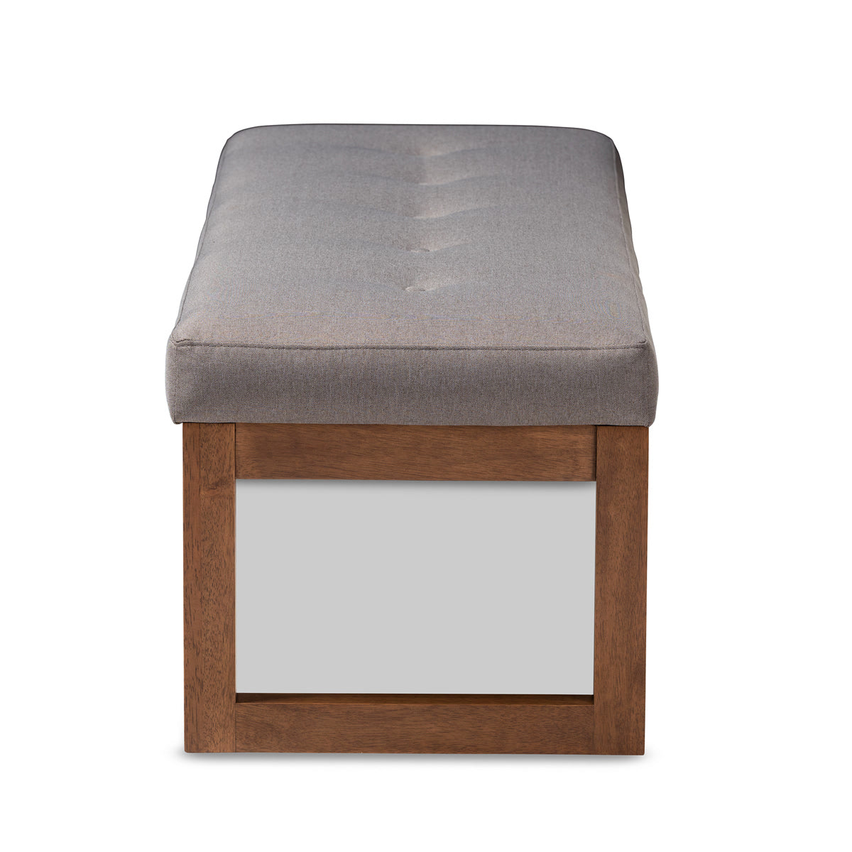 Baxton Studio Caramay Modern and Contemporary Grey Fabric Upholstered Walnut Brown Finished Wood Bench Baxton Studio-benches-Minimal And Modern - 3