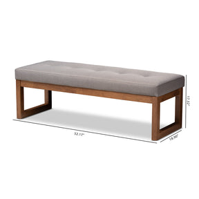 Baxton Studio Caramay Modern and Contemporary Grey Fabric Upholstered Walnut Brown Finished Wood Bench Baxton Studio-benches-Minimal And Modern - 8