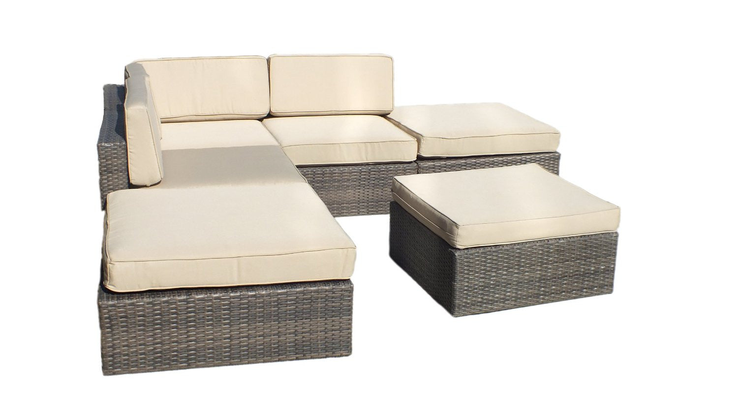 Manhattan Comfort Robinson L-Shaped Outdoor Sofa Patio Set-Minimal & Modern