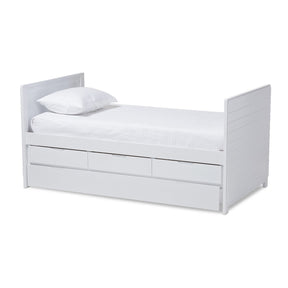 Baxton Studio Linna Modern and Contemporary White-Finished Daybed with Trundle Baxton Studio-beds-Minimal And Modern - 1