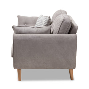Baxton Studio Miranda Mid-Century Modern Light Grey Fabric Upholstered Loveseat Baxton Studio-sofas-Minimal And Modern - 4