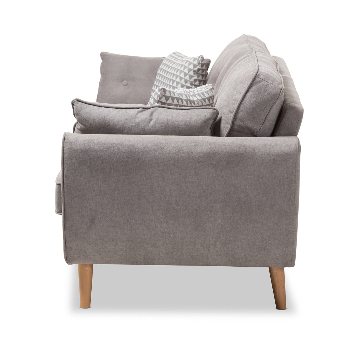 Baxton Studio Miranda Mid-Century Modern Light Grey Fabric Upholstered Sofa Baxton Studio-sofas-Minimal And Modern - 4