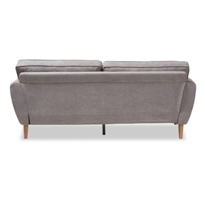 Baxton Studio Miranda Mid-Century Modern Light Grey Fabric Upholstered Sofa Baxton Studio-sofas-Minimal And Modern - 5