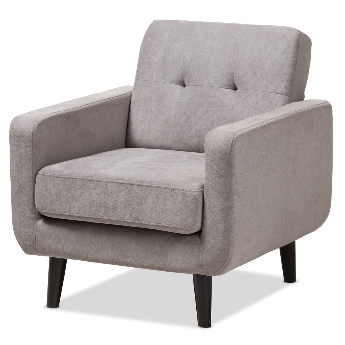 Baxton Studio Carina Mid-Century Modern Light Grey Fabric Upholstered Lounge Chair Baxton Studio-chairs-Minimal And Modern - 1