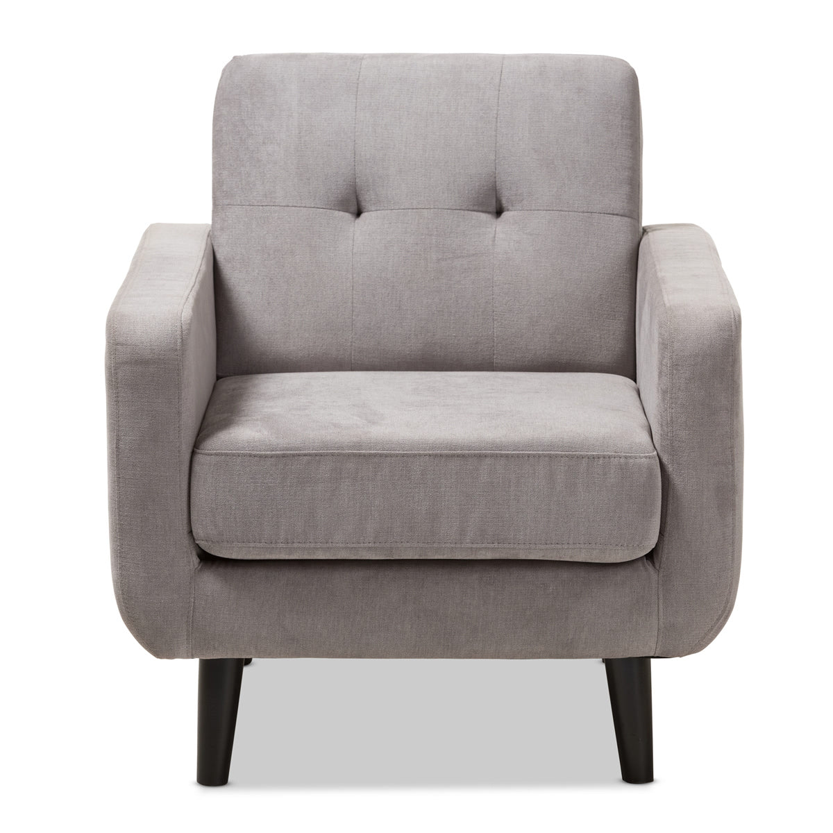 Baxton Studio Carina Mid-Century Modern Light Grey Fabric Upholstered Lounge Chair Baxton Studio-chairs-Minimal And Modern - 2
